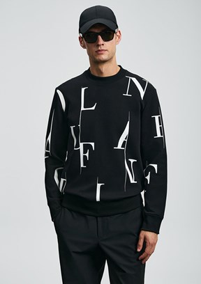 LUFIAN Siyah Erkek Baskılı Sweatshirt