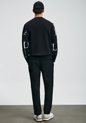 LUFIAN Siyah Erkek Baskılı Sweatshirt