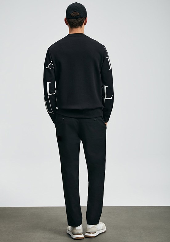 LUFIAN Siyah Erkek Baskılı Sweatshirt