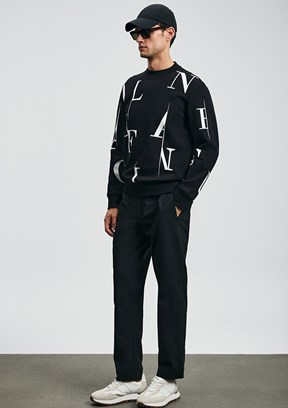 LUFİAN Siyah Erkek Bisiklet Yaka Sweatshirt