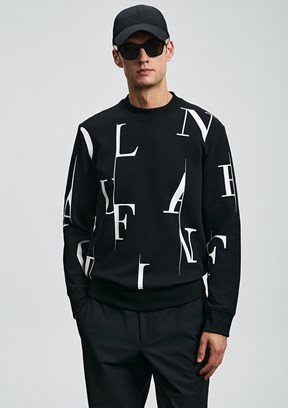 LUFİAN Siyah Erkek Bisiklet Yaka Sweatshirt