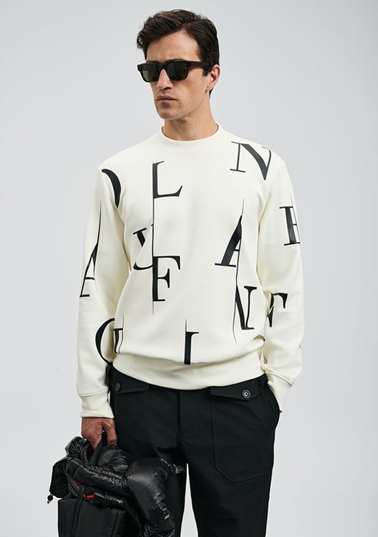 LUFIAN Beyaz Erkek Baskılı Sweatshirt