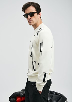 LUFIAN Beyaz Erkek Baskılı Sweatshirt