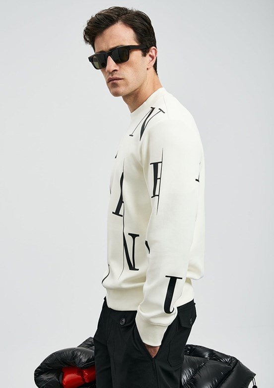 LUFIAN Beyaz Erkek Baskılı Sweatshirt