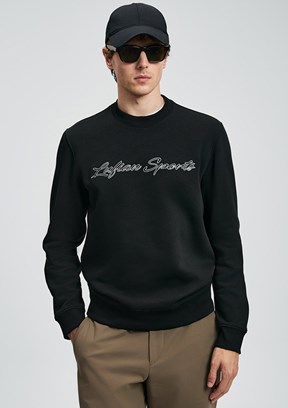 LUFIAN Siyah Erkek Baskılı Sweatshirt