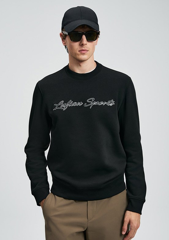 LUFIAN Siyah Erkek Baskılı Sweatshirt