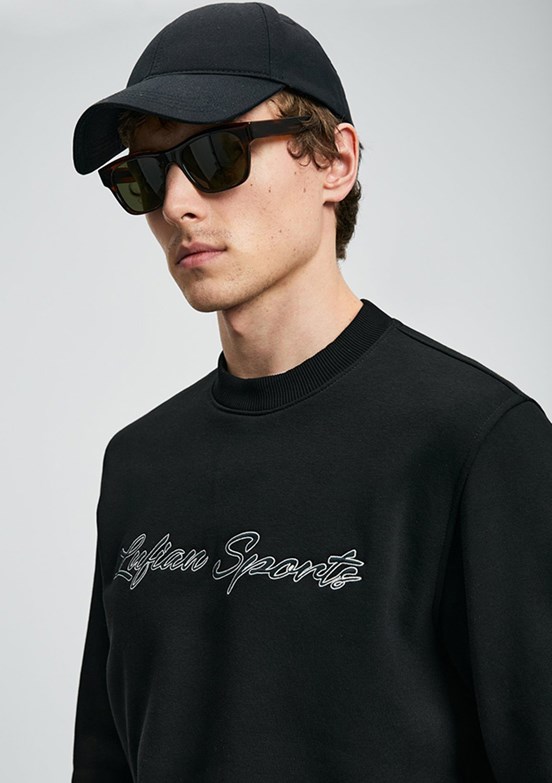 LUFIAN Siyah Erkek Baskılı Sweatshirt