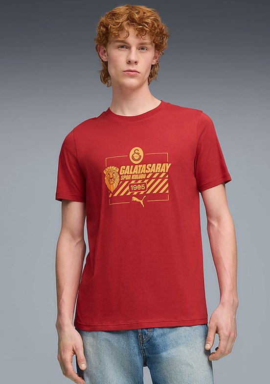 PUMA Gsk Ftblculture Tee - 78291601 Erkek Kırmızı Baskılı T-Shirt