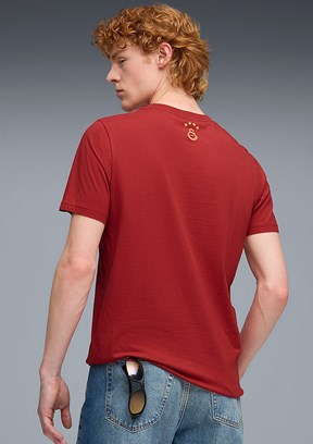 PUMA Gsk Ftblculture Tee - 78291601 Erkek Kırmızı Baskılı T-Shirt