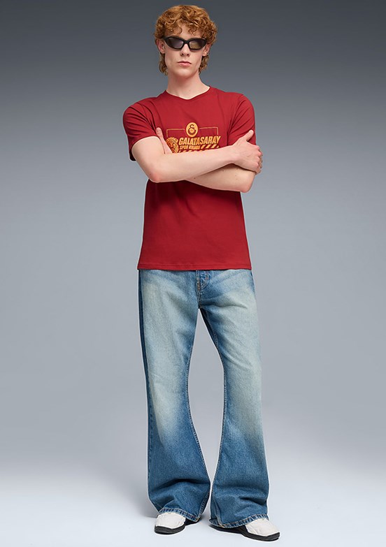 PUMA Gsk Ftblculture Tee - 78291601 Erkek Kırmızı Baskılı T-Shirt