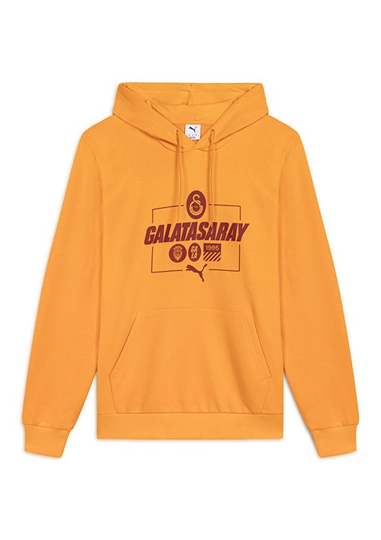 PUMA Gsk Ftblculture - 78291806 Erkek Turuncu Kapüşonlu Sweatshirt