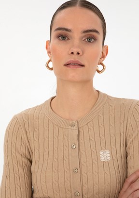 PİERRE CARDİN Bej Kadın Triko Hırka