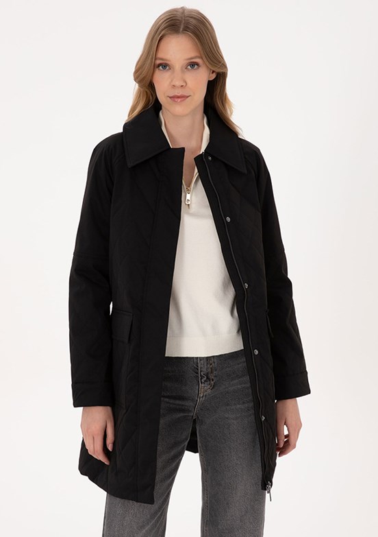 PİERRE CARDİN Siyah Kadın Regular Kaban