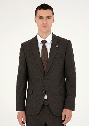 PİERRE CARDİN Kahverengi Erkek Slim Takım Elbise
