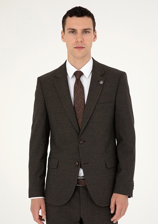 PİERRE CARDİN Kahverengi Erkek Slim Takım Elbise