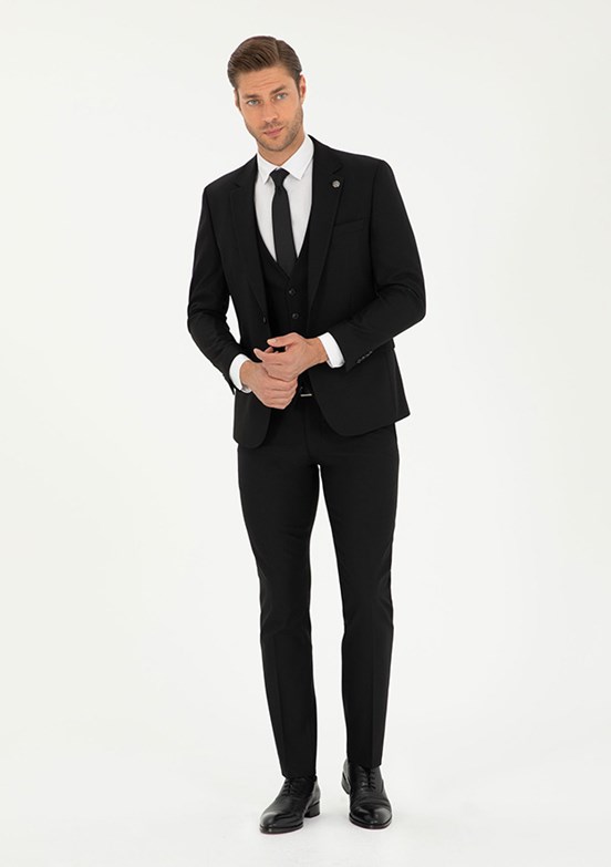 PİERRE CARDİN Siyah Erkek Slim Takım Elbise