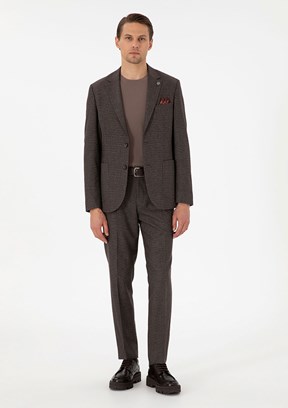 PİERRE CARDİN Kahverengi Erkek Slim Takım Elbise