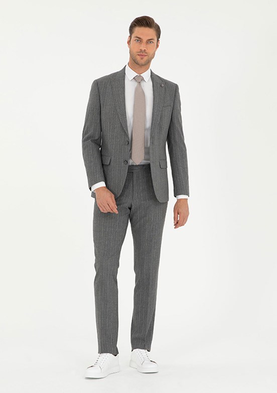PİERRE CARDİN Füme Erkek Slim Takım Elbise