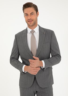 PİERRE CARDİN Füme Erkek Slim Takım Elbise