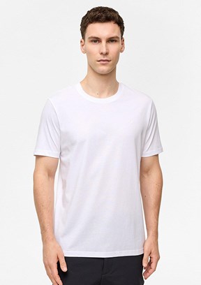 BACKANDBOND - B35T10004 Erkek Beyaz Bisiklet Yaka T-Shirt