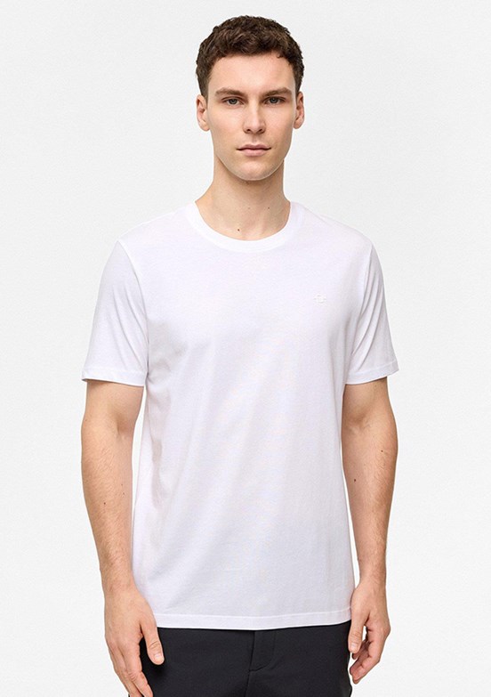 BACKANDBOND - B35T10004 Erkek Beyaz Bisiklet Yaka T-Shirt