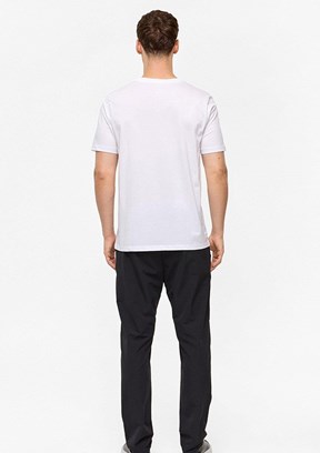 BACKANDBOND - B35T10004 Erkek Beyaz Bisiklet Yaka T-Shirt