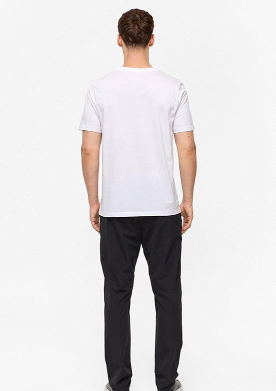 BACKANDBOND - B35T10004 Erkek Beyaz Bisiklet Yaka T-Shirt