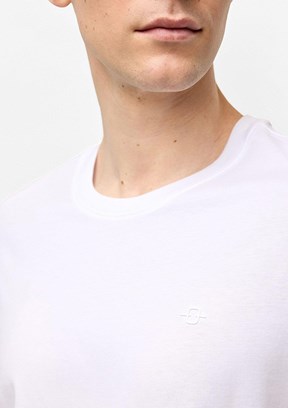 BACKANDBOND - B35T10004 Erkek Beyaz Bisiklet Yaka T-Shirt