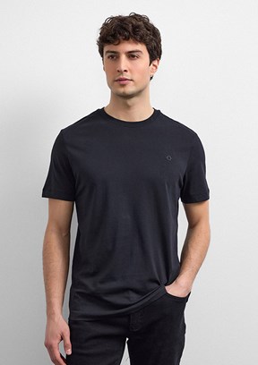 BACKANDBOND - B35T10004 Erkek Siyah Bisiklet Yaka T-Shirt