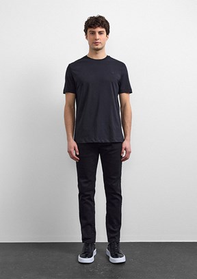 BACKANDBOND - B35T10004 Erkek Siyah Bisiklet Yaka T-Shirt