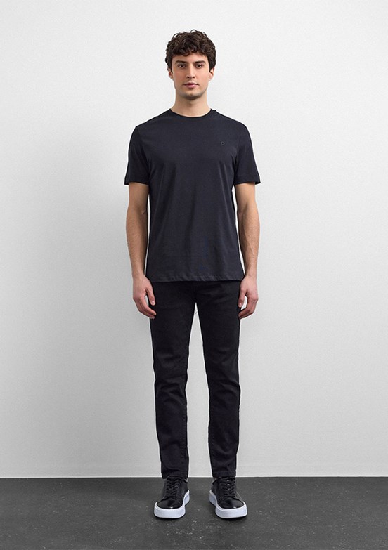 BACKANDBOND - B35T10004 Erkek Siyah Bisiklet Yaka T-Shirt