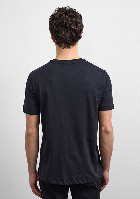 BACKANDBOND - B35T10004 Erkek Siyah Bisiklet Yaka T-Shirt