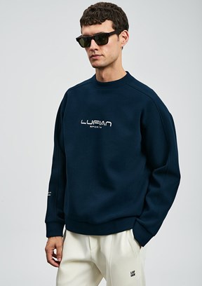 LUFIAN Lacivert Erkek Baskılı Sweatshirt