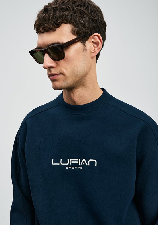 LUFIAN Lacivert Erkek Baskılı Sweatshirt
