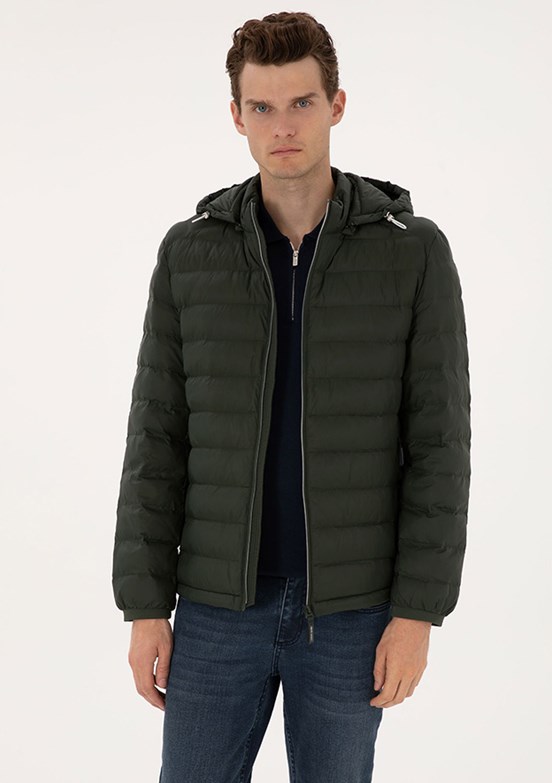PİERRE CARDİN Erkek Yeşil Basic Mont