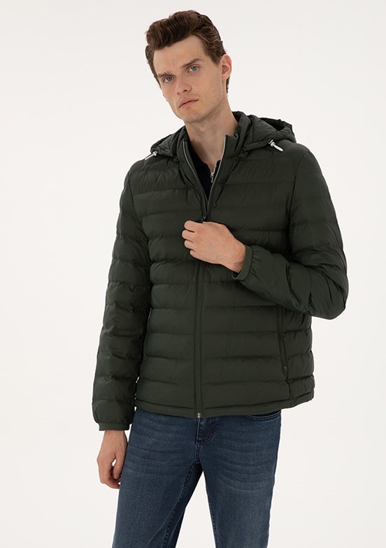 PİERRE CARDİN Erkek Yeşil Basic Mont