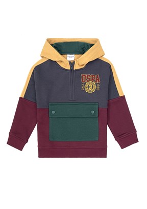 US POLO ASSN Erkek Çocuk Bordo Cropped Sweatshirt