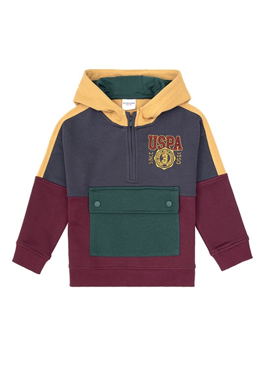 US POLO ASSN Bordo Erkek Çocuk Cropped Sweatshirt