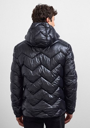 BACKANDBOND - B35W60045 Erkek Siyah Kapüşonlu Mont