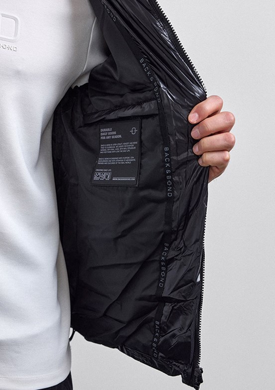 BACKANDBOND - B35W60045 Erkek Siyah Kapüşonlu Mont