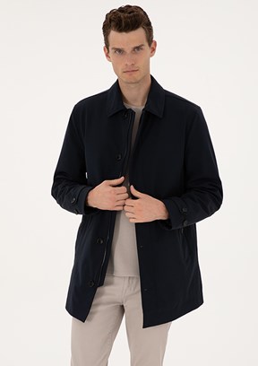 PİERRE CARDİN Lacivert Erkek Basic Kaban