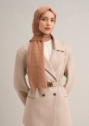 ARMİNE Kadın Jakarlı İpek Pamuk Şal