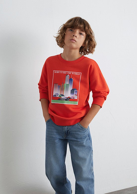 MAVİ Turuncu Erkek Çocuk Baskılı Sweatshirt