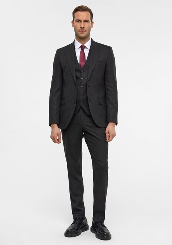 SÜVARİ - TK1001100182 Erkek Gri Slim Takım Elbise