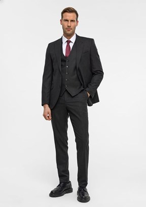 SÜVARİ - TK1001100182 Erkek Gri Slim Takım Elbise