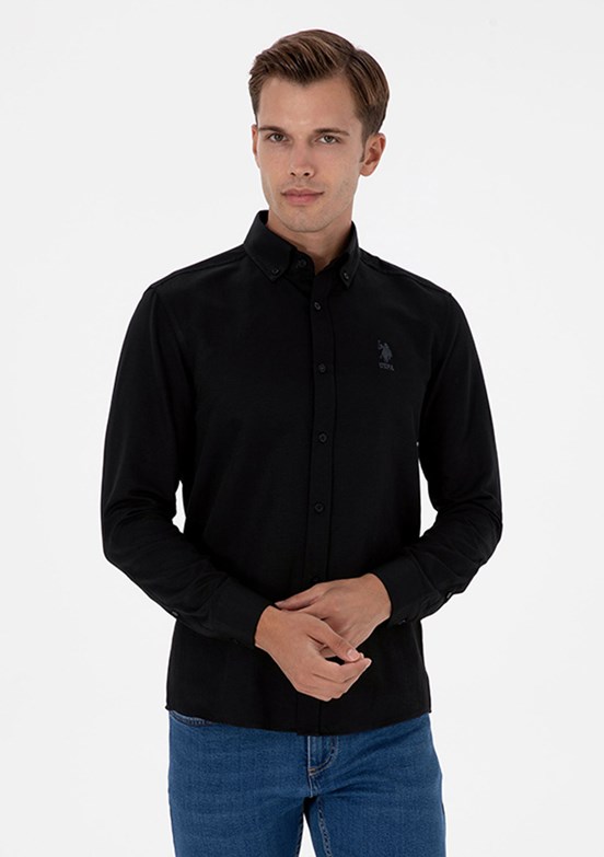 US POLO ASSN Erkek Siyah Slim Gömlek