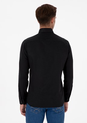 US POLO ASSN Erkek Siyah Slim Gömlek