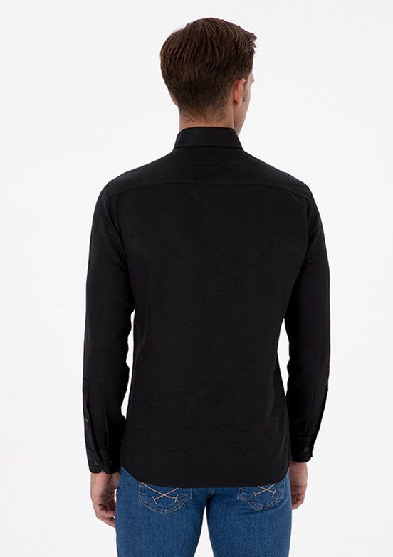 US POLO ASSN Erkek Siyah Slim Gömlek