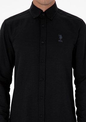 US POLO ASSN Erkek Siyah Slim Gömlek