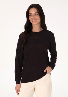 US POLO ASSN Kadın Siyah Regular Kazak
